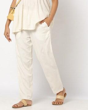 pants with semi-elasticated waist