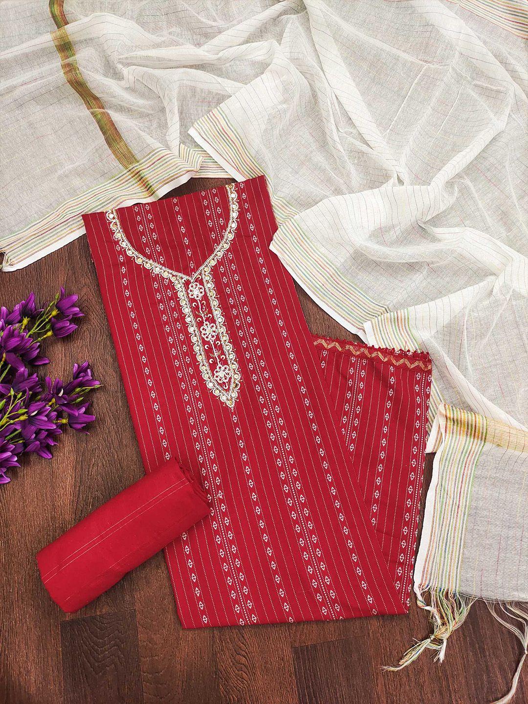 panzora geometric woven design unstitched dress material