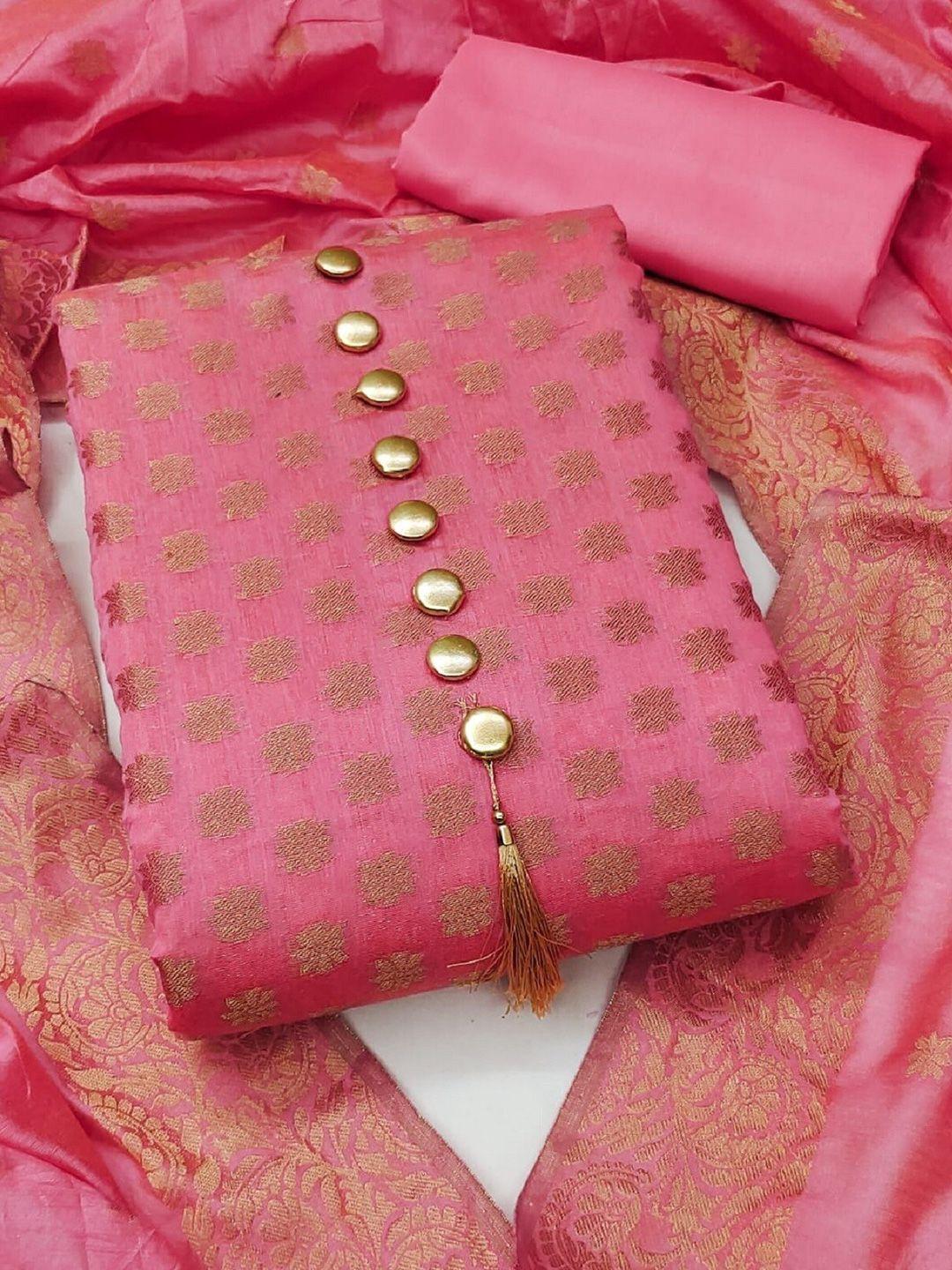 panzora pink unstitched dress material