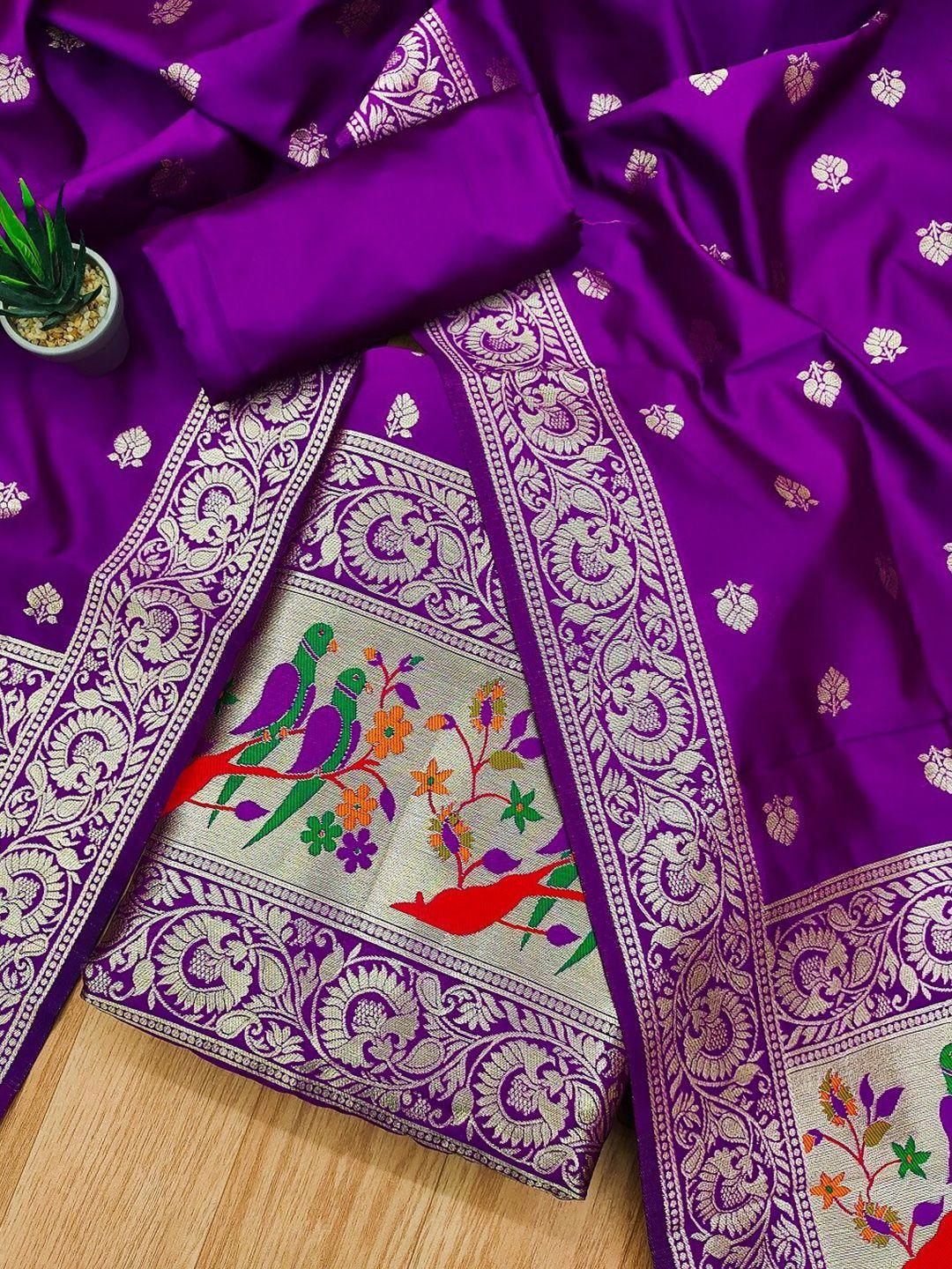 panzora purple unstitched dress material