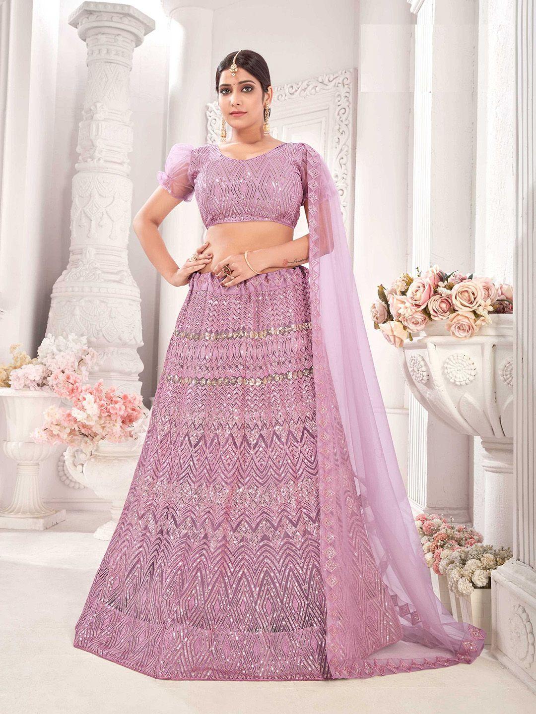 panzora embroidered sequinned semi-stitched lehenga & blouse with dupatta