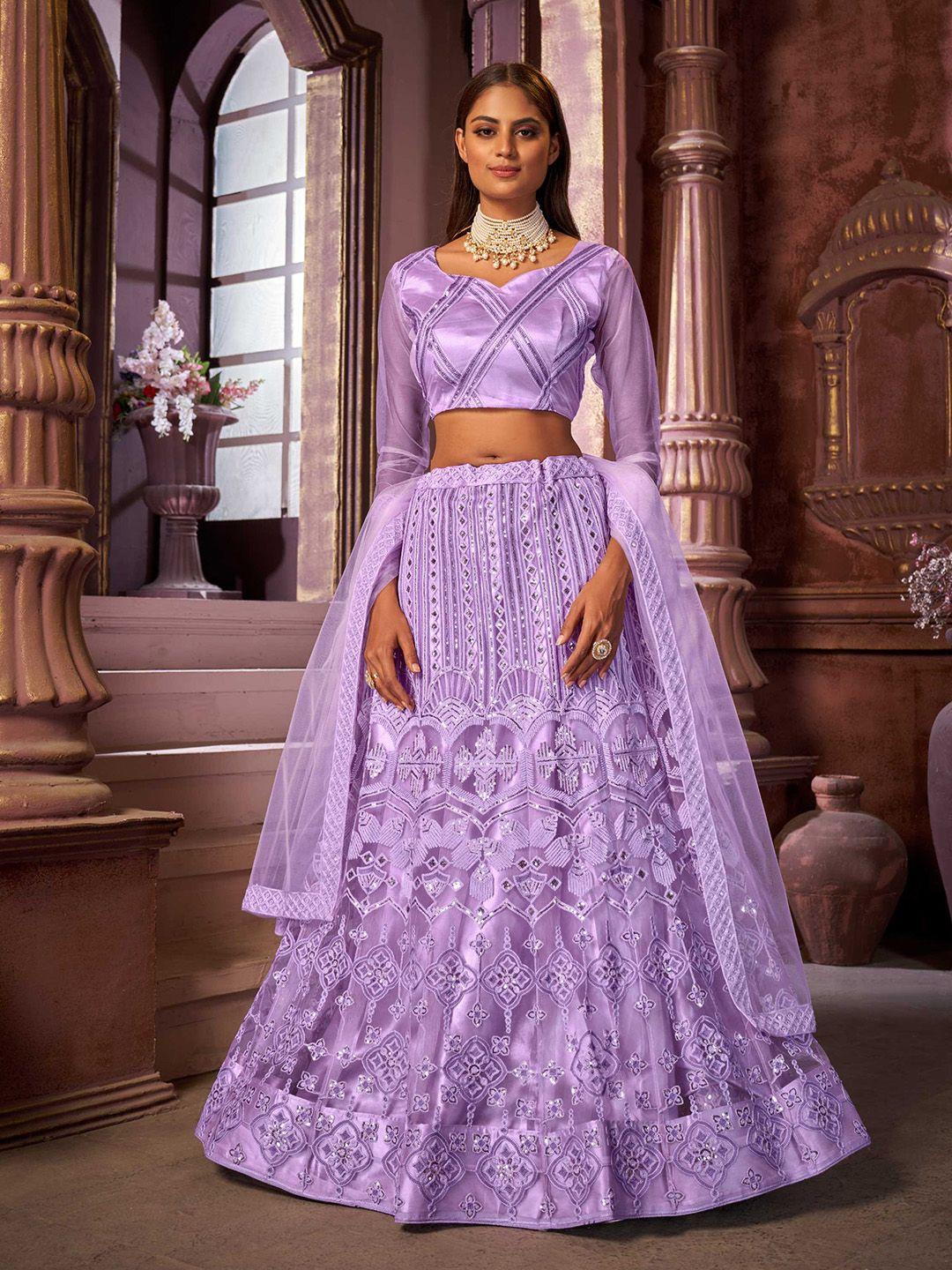 panzora embroidered sequinned semi-stitched lehenga & blouse with dupatta