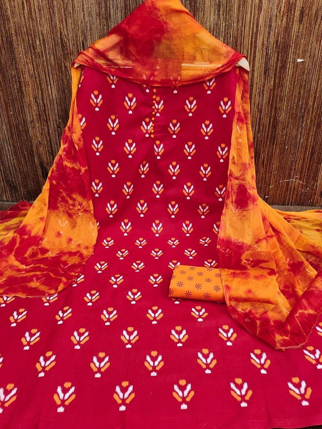 panzora ethnic motifs printed cotton unstitched dress material