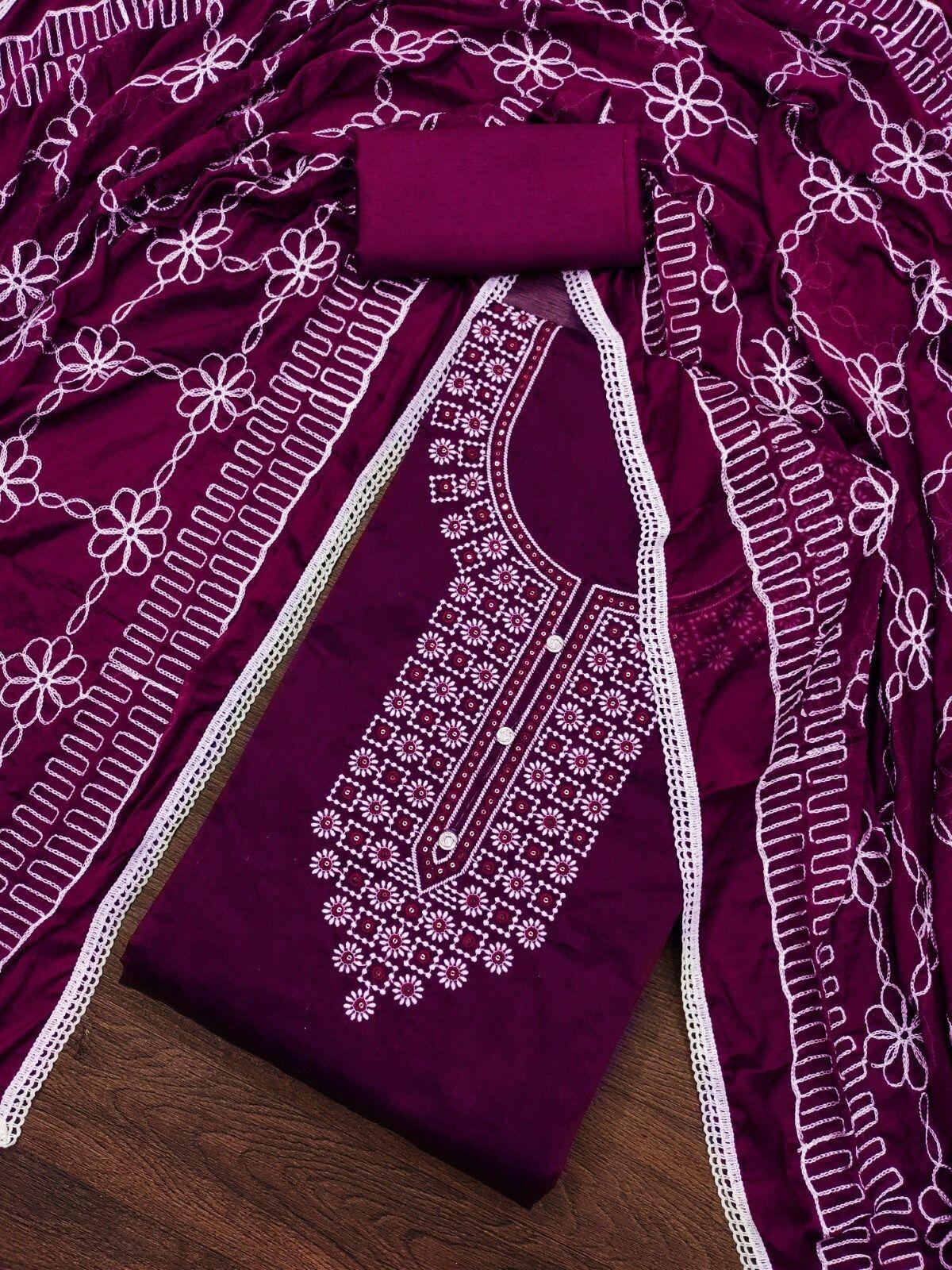 panzora purple embellished art silk unstitched dress material