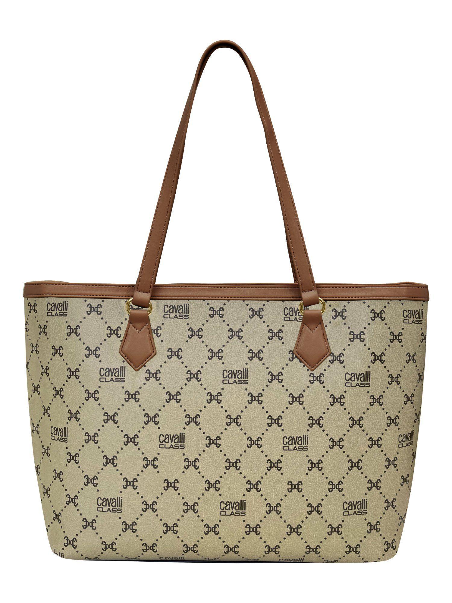 paola synthetic leather brown printed tote bag