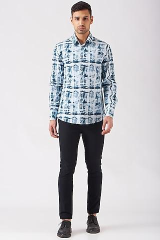 paper blue printed shirt