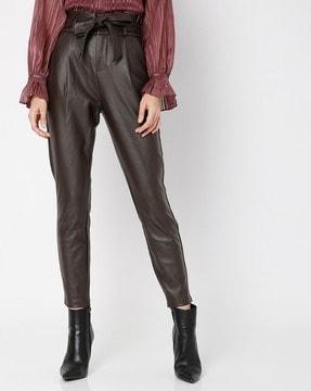 paperbag coated pleat-front pants