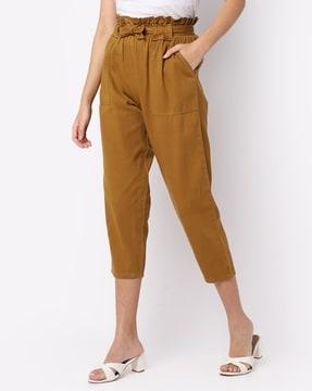 paperbag waist pants with fabric belt