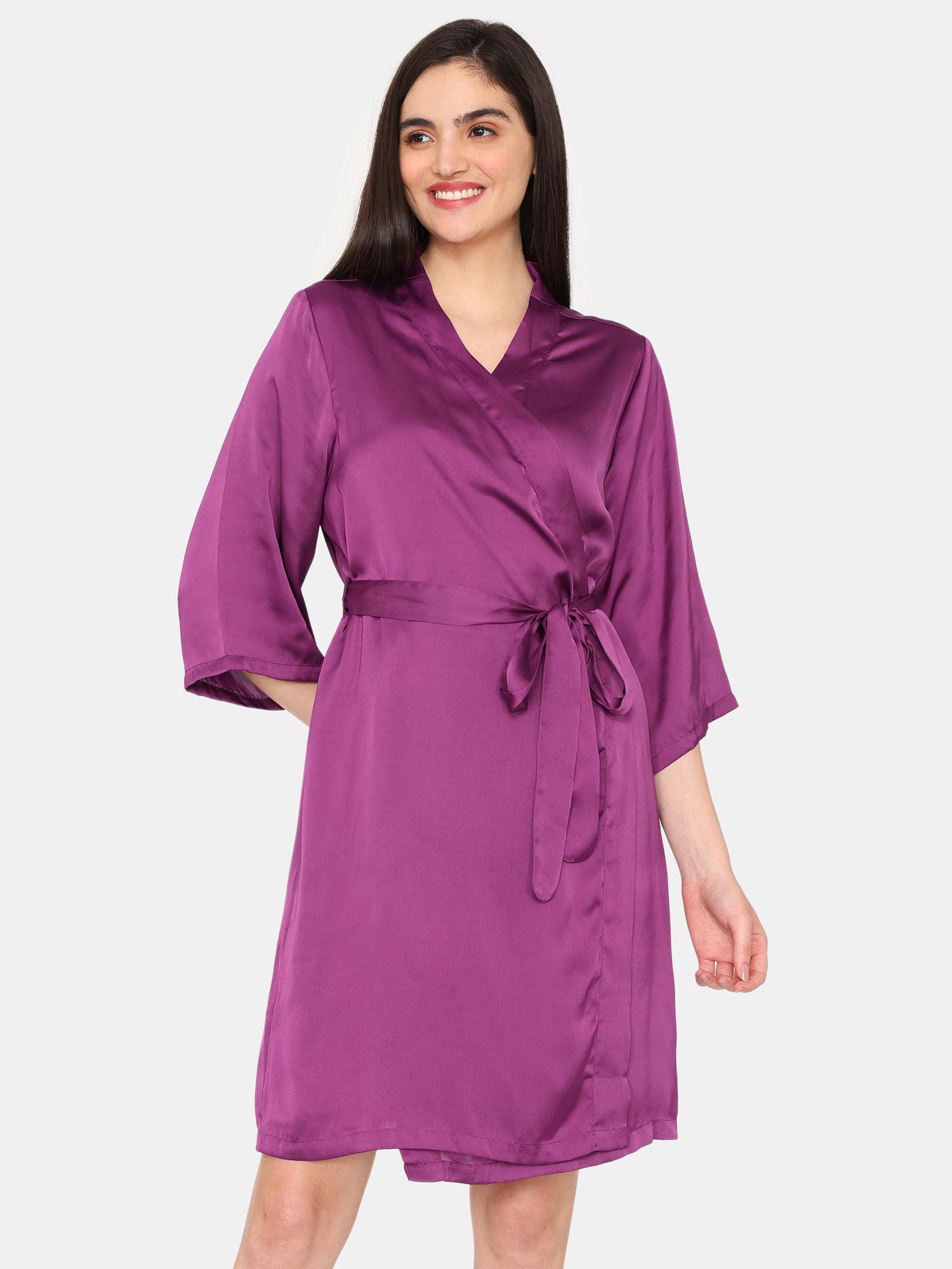 paradise garden woven robe - dark purple (set of 2)