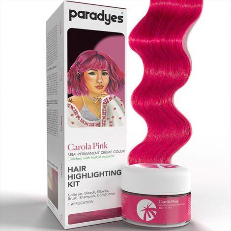 paradyes ammonia free semi-permanent hair color highlighting kit (carola pink)
