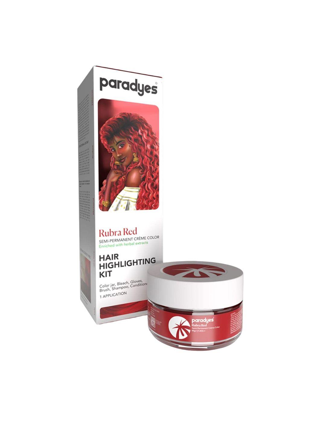 paradyes  ammonia free semi-permanent hair color highlighting kit 100g - rubra red