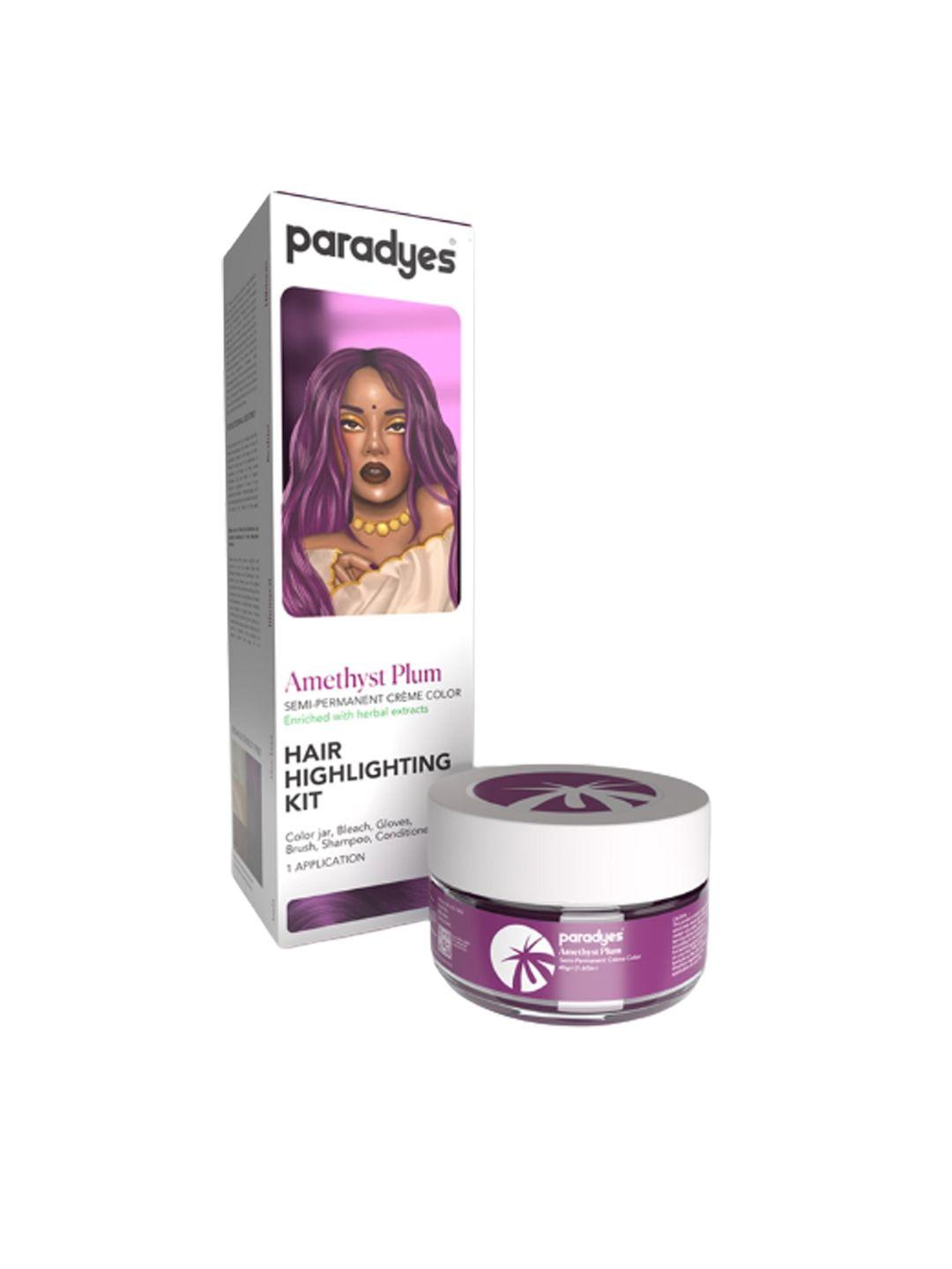 paradyes ammonia free semi-permanent hair color highlighting kit 100 g - amethyst plum