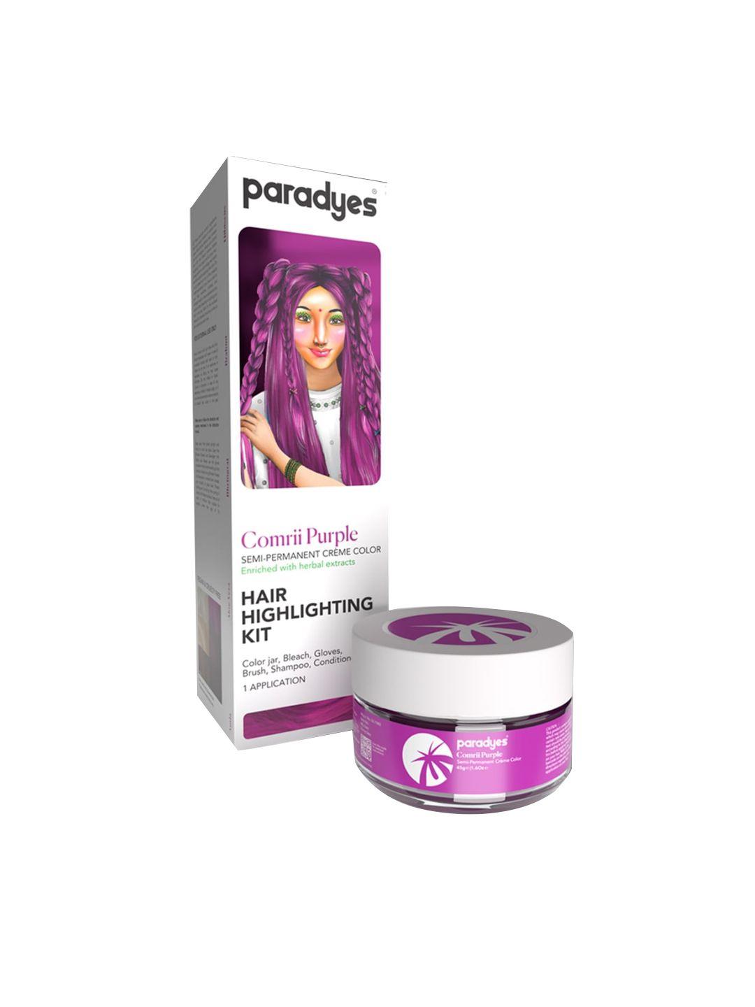 paradyes ammonia free semi-permanent hair color highlighting kit 100 g - comrii purple