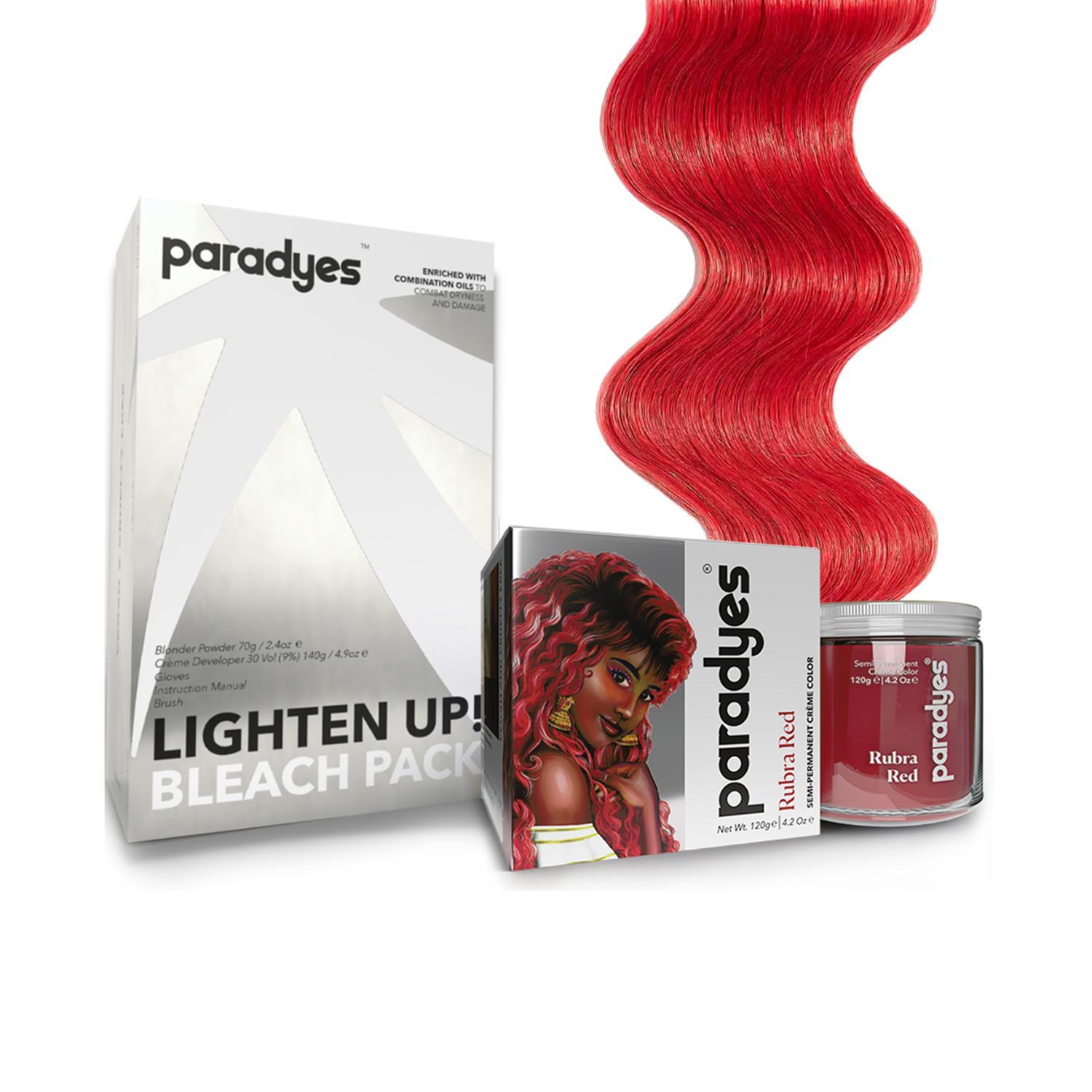 paradyes lighten up! bleach + color combo (rubra red)