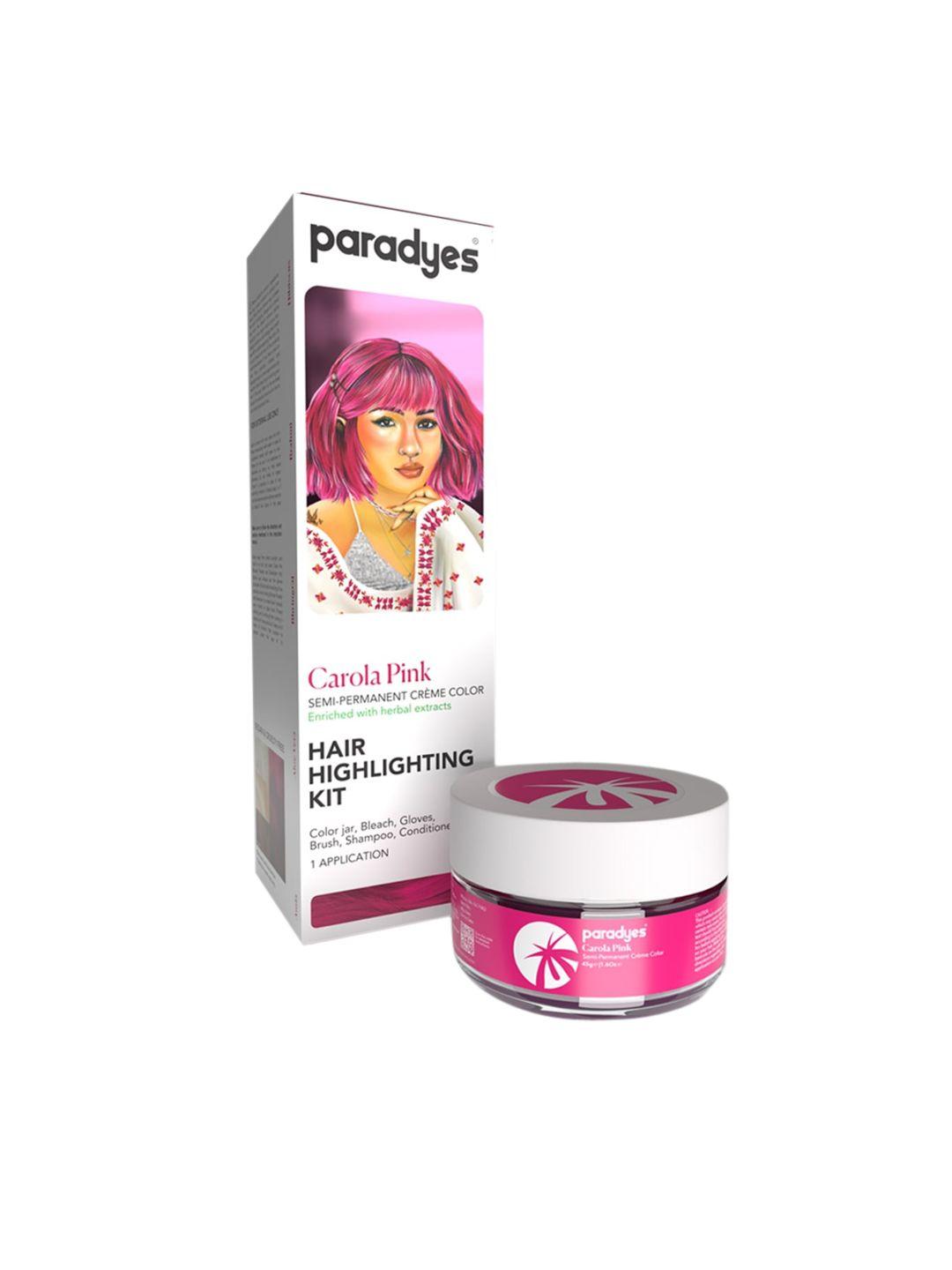paradyes semi-permanent hair color highlighting kit 100g - carola pink