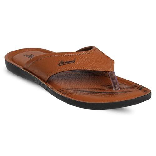 paragon men's slip on tan sandals | trendy casual slip-on sandals with cushioned footbed, and durable construction | perfect for everyday casual wear