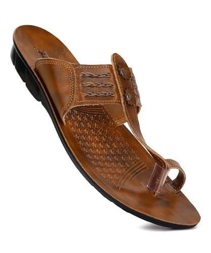 paragon men's slip on tan sandals | trendy casual slip-on sandals with cushioned footbed, and durable construction | perfect for everyday casual wear