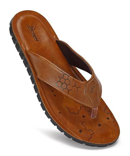 paragon men's slip on tan sandals | trendy casual slip-on sandals with cushioned footbed, and durable construction | perfect for everyday casual wear