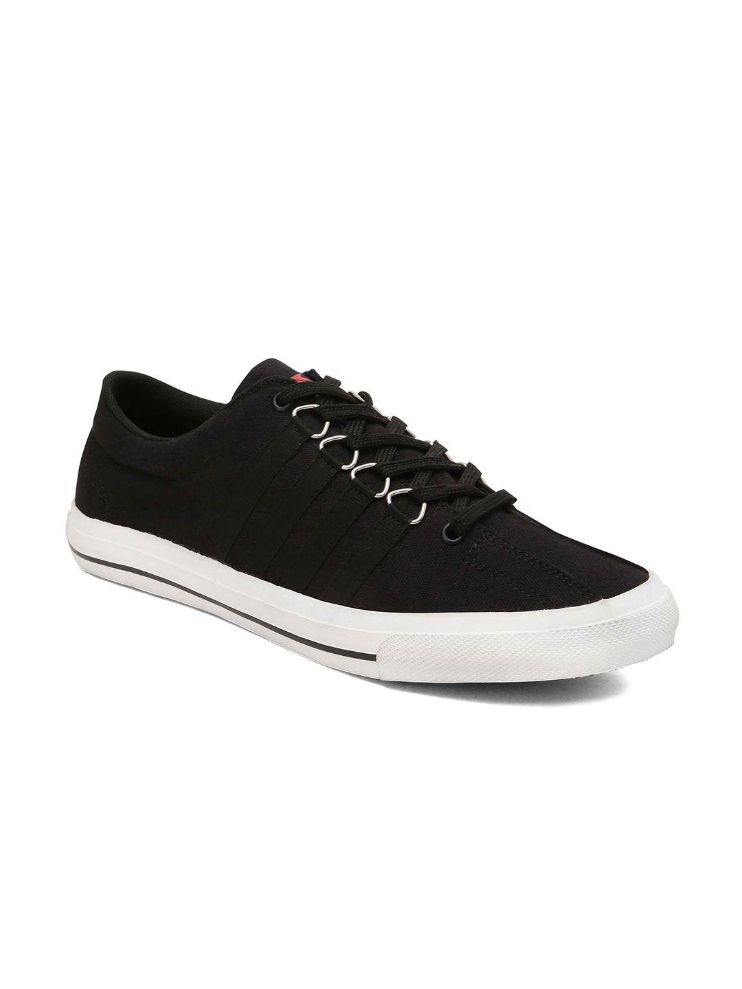 paragon men black & white solid regular sneakers