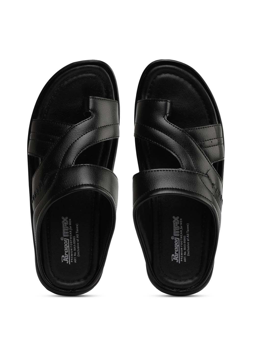 paragon men black solid comfort sandals