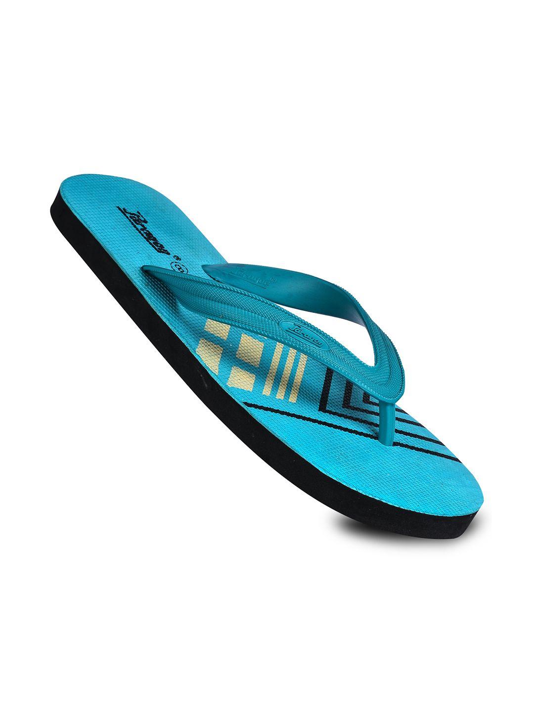 paragon men blue & yellow printed rubber thong flip-flops