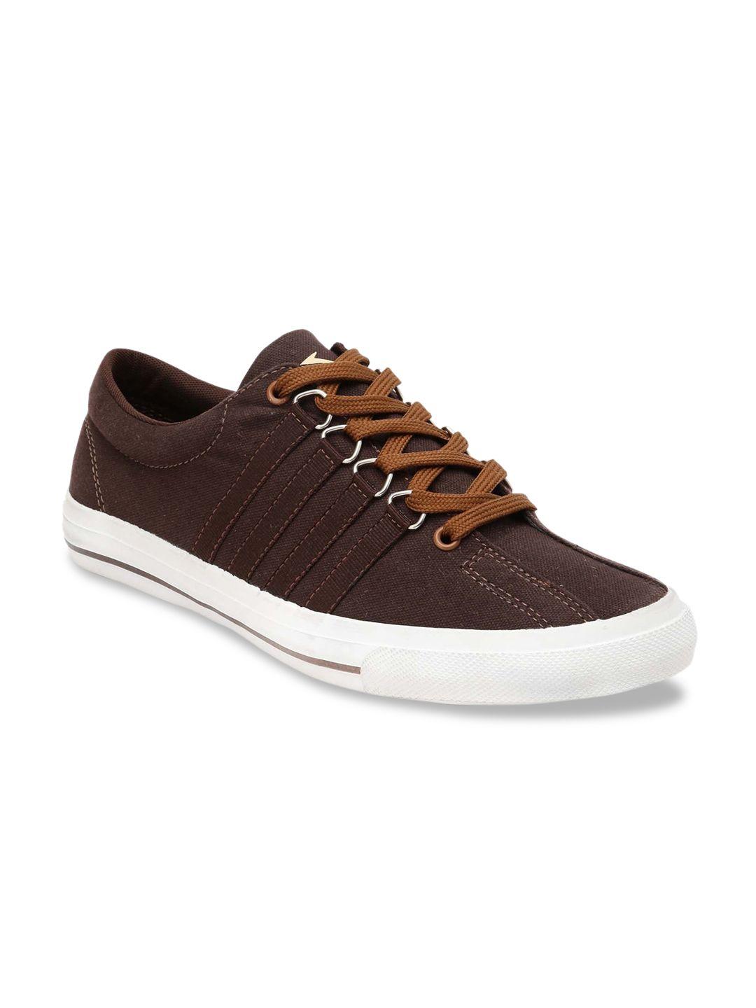 paragon men brown & whited solid regular sneakers