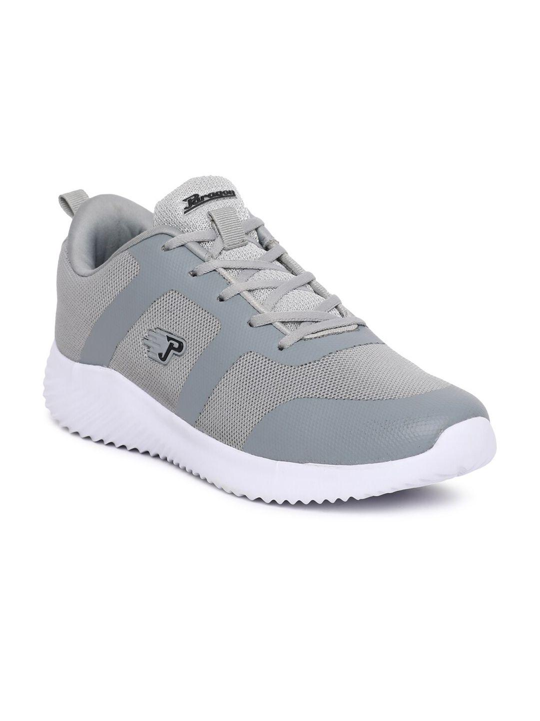 paragon men grey textile running sports shoes