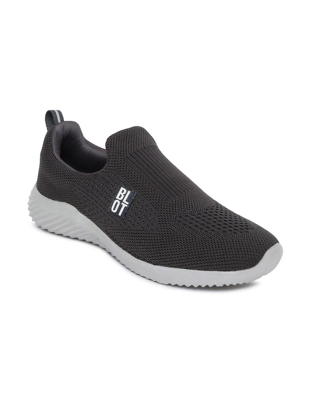 paragon men grey textured running slip-on shoes