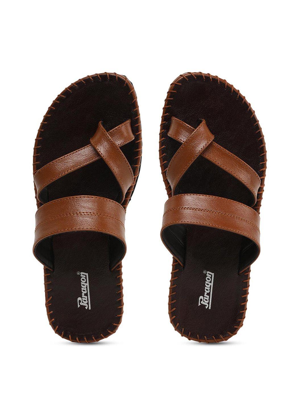 paragon men tan & black comfort sandals