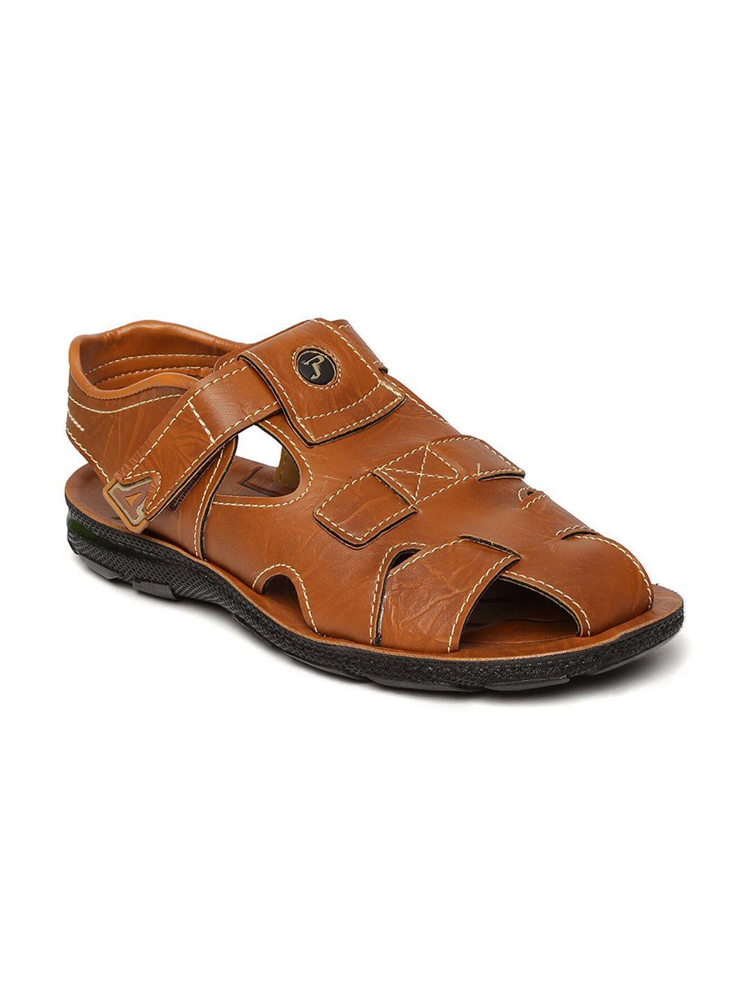 paragon men tan & black comfort sandals