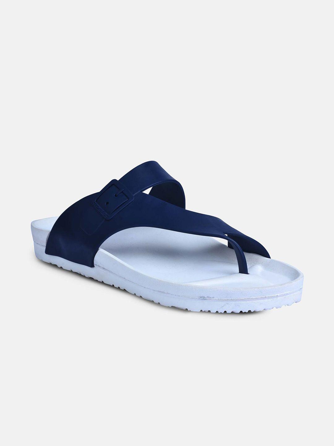 paragon men white & blue solid comfort sandals