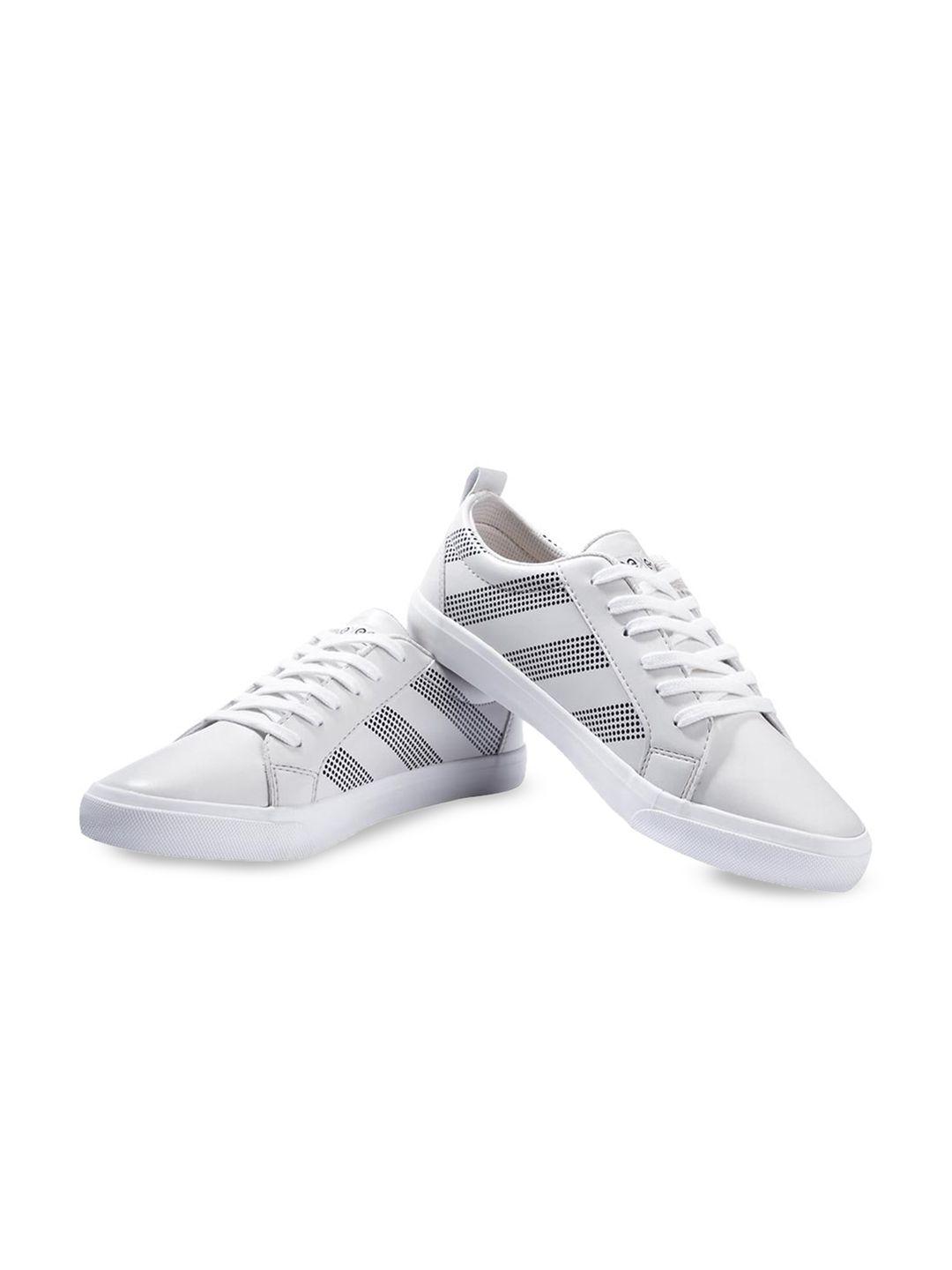 paragon women white striped sneakers