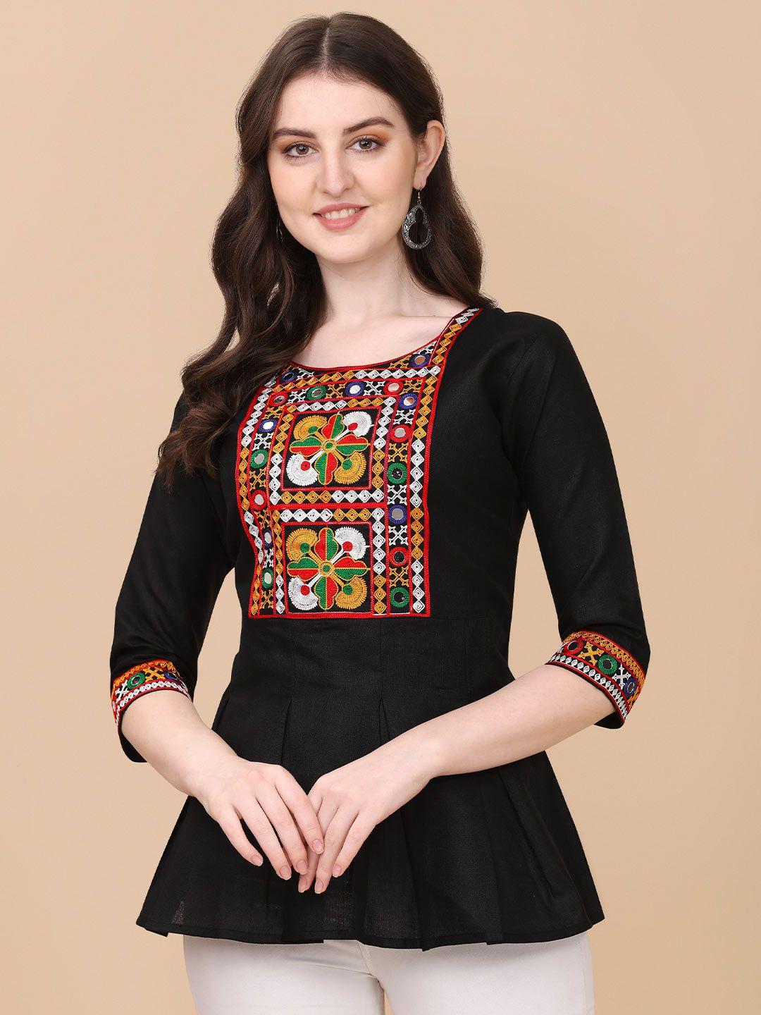 paralians  embroidered peplum top