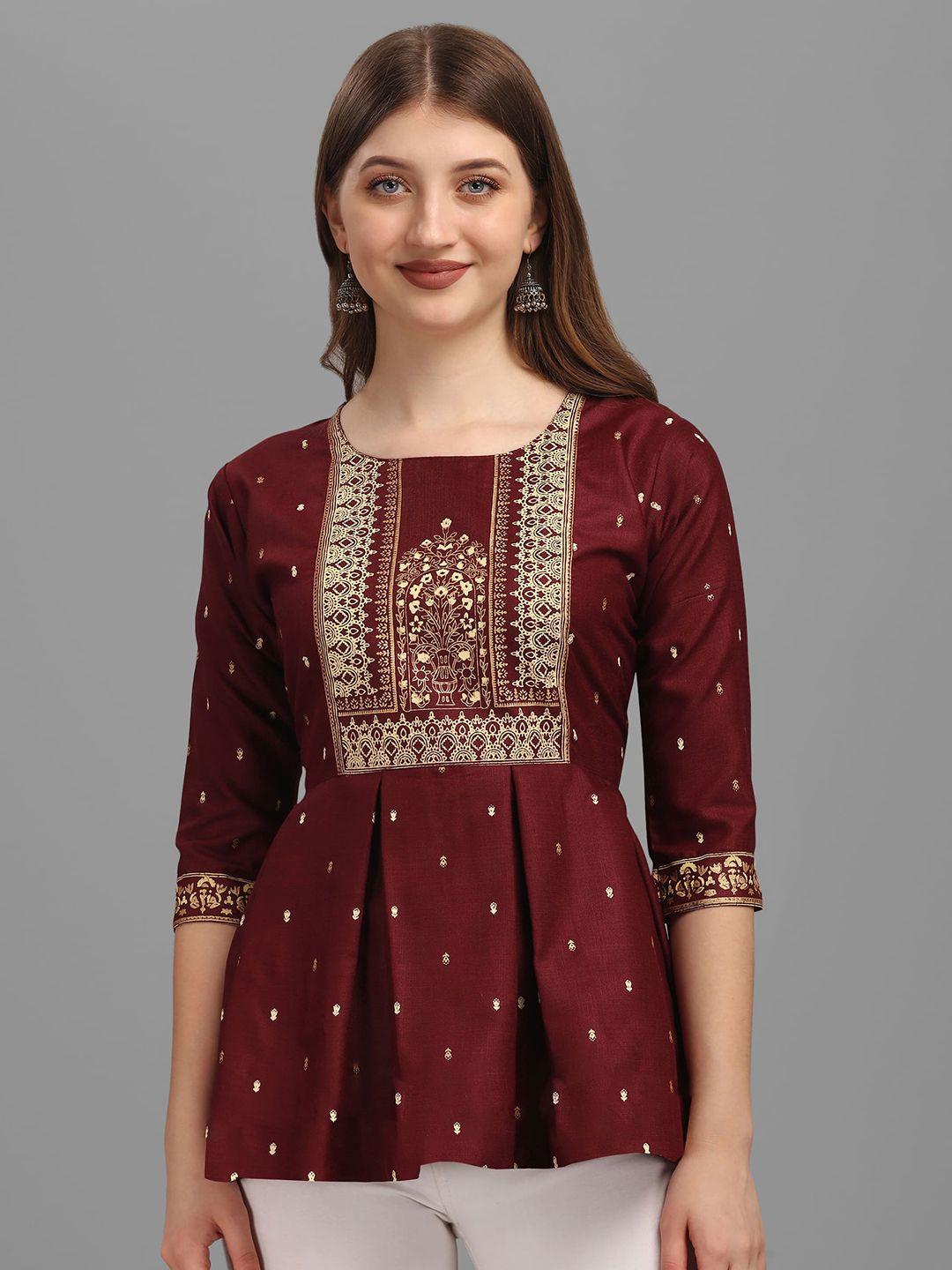 paralians maroon print top