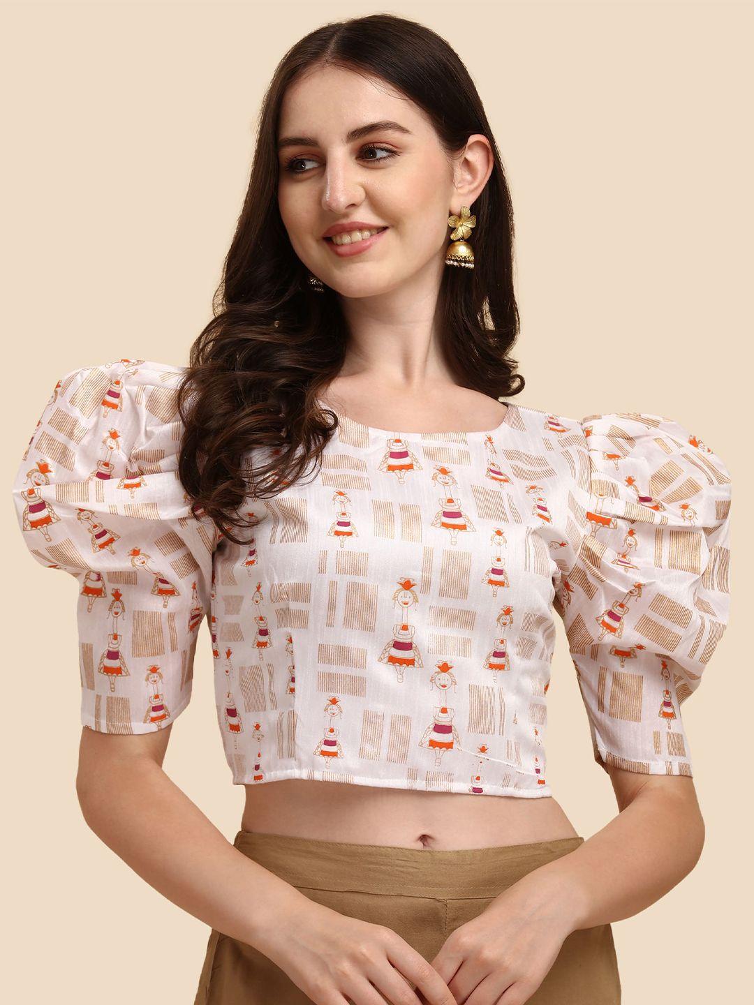 paralians white floral print crepe crop top