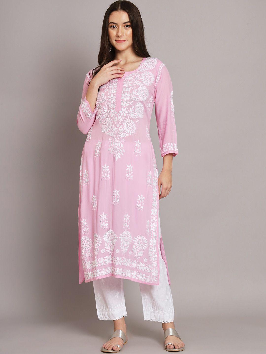 paramount chikan ethnic motifs chikankari embroidered kurta