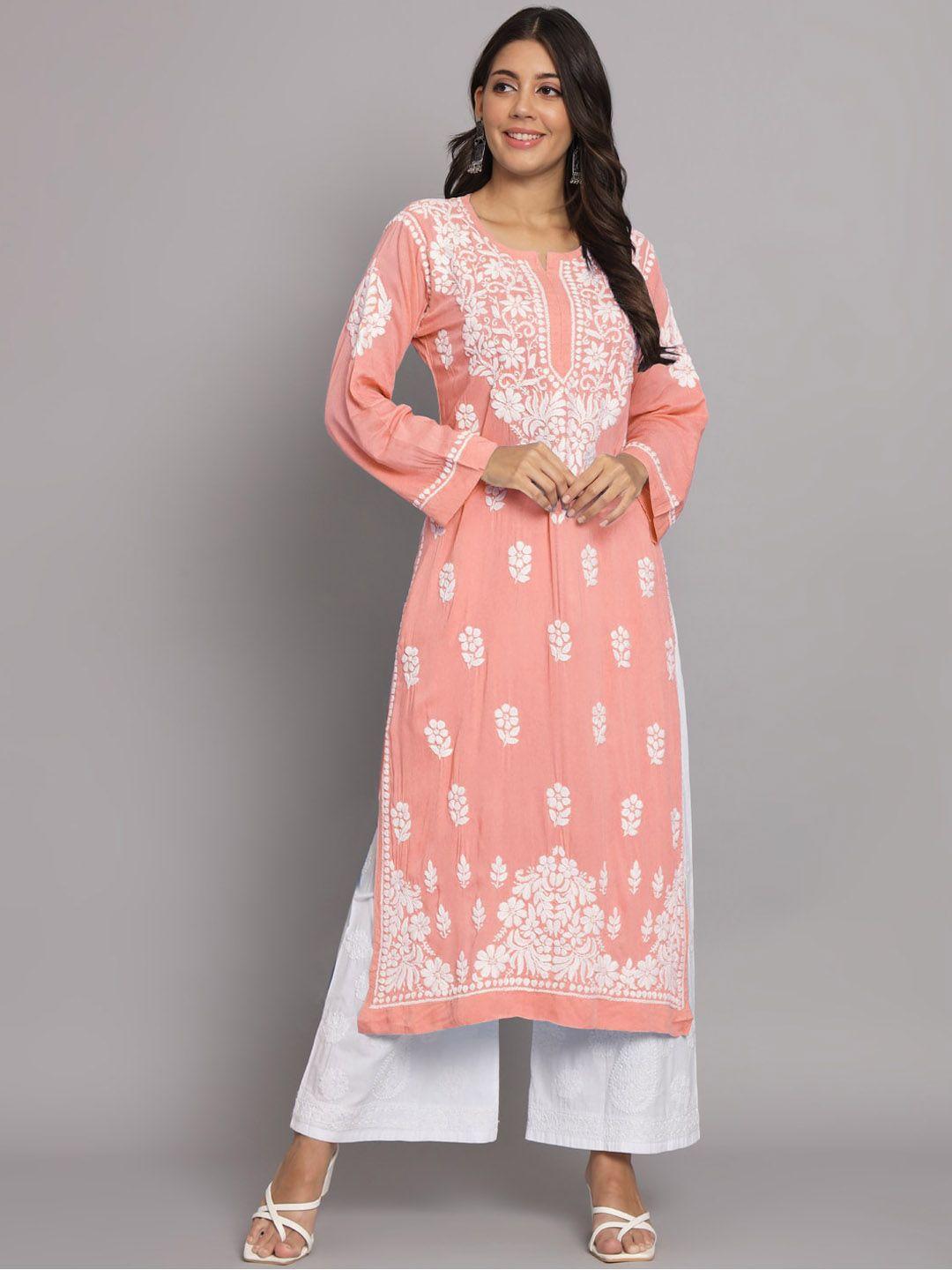 paramount chikan ethnic motifs embroidered chikankari kurta