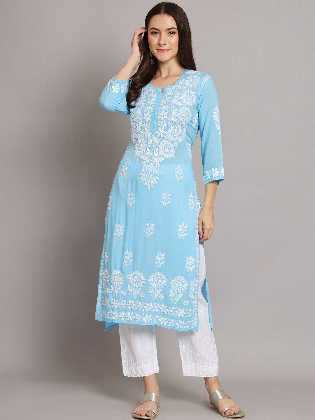 paramount chikan ethnic motifs embroidered thread work chikankari kurta