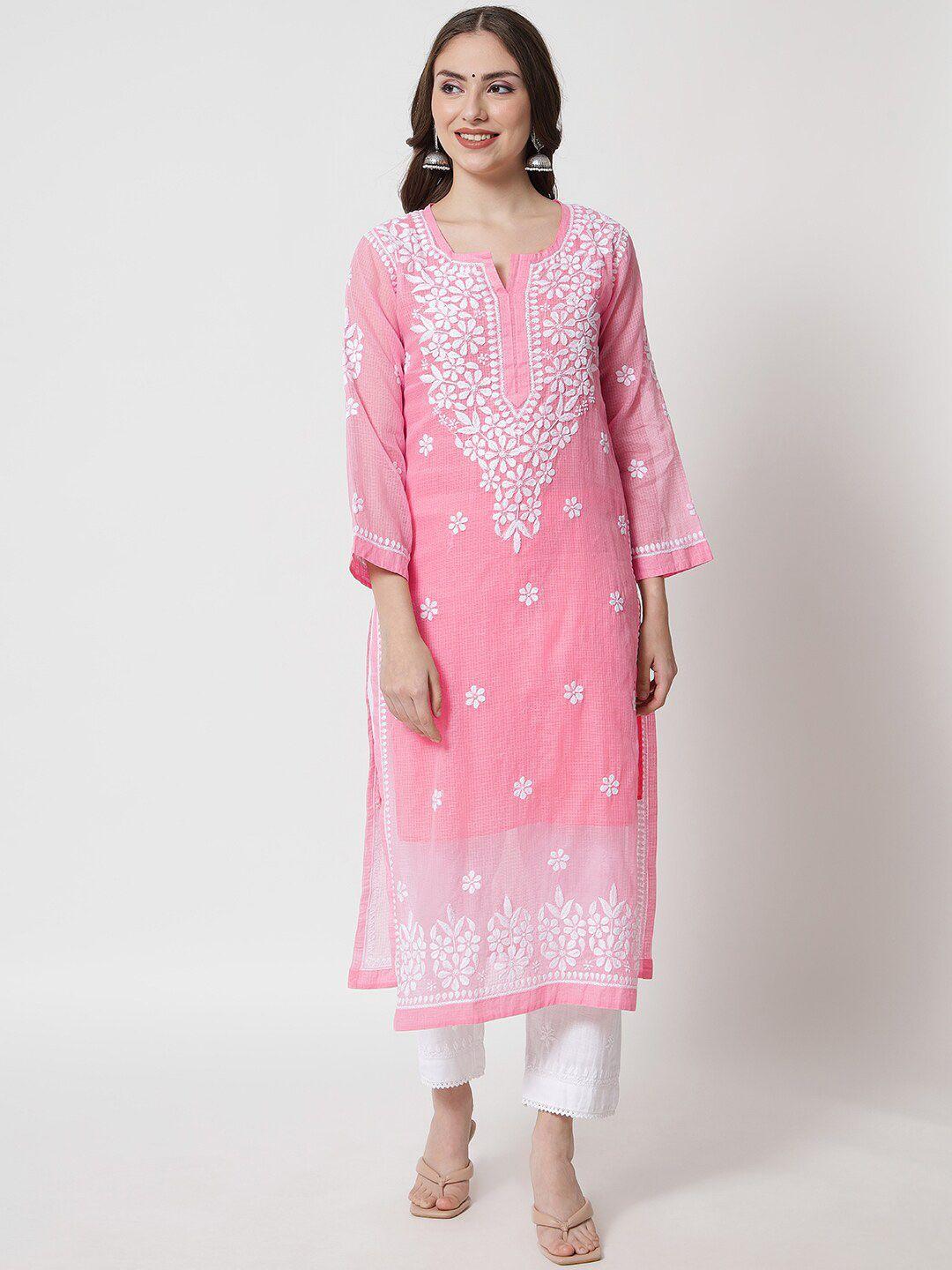 paramount chikan floral embroidered chikankari kurta