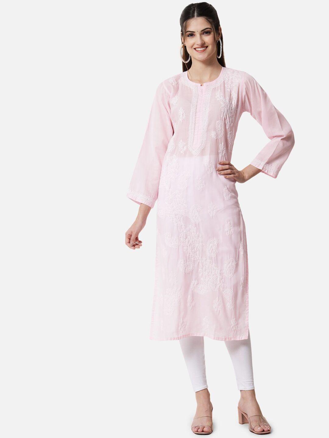 paramount chikan women pink chikankari kurta