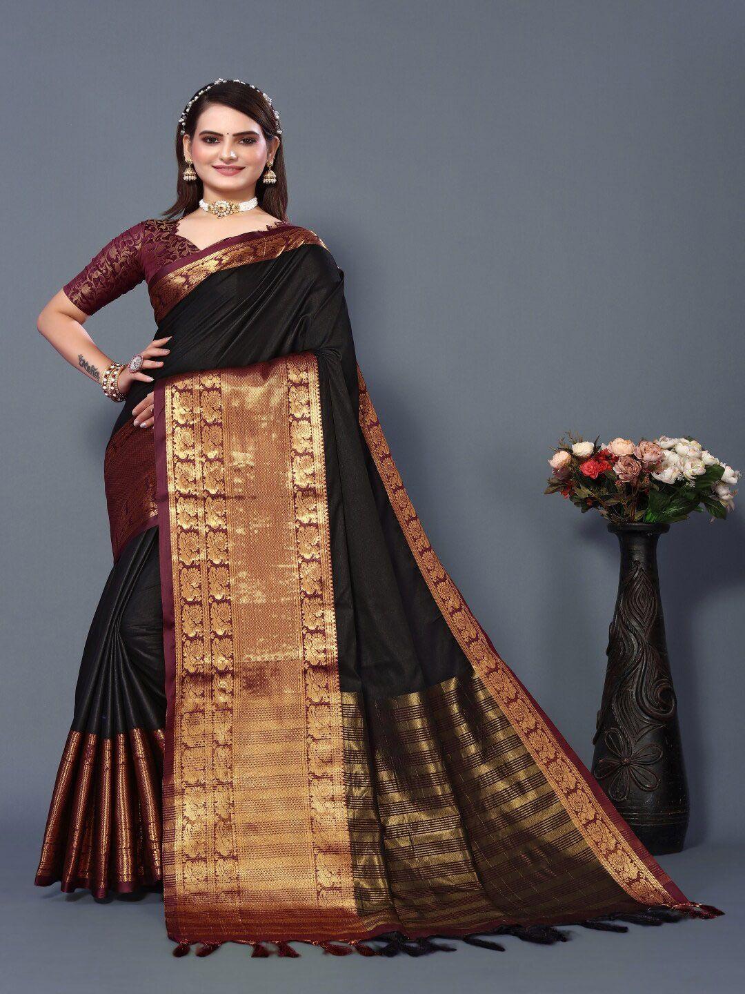 paramparik woven design bordered zari silk cotton banarasi saree