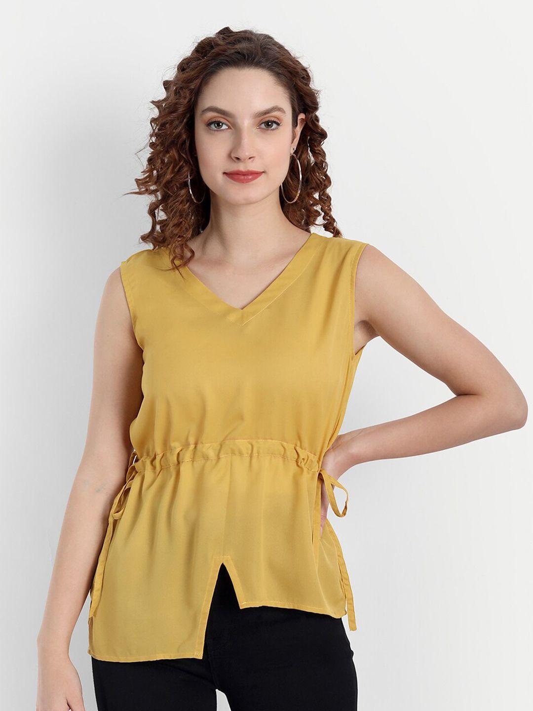 parassio clothings women yellow georgette top