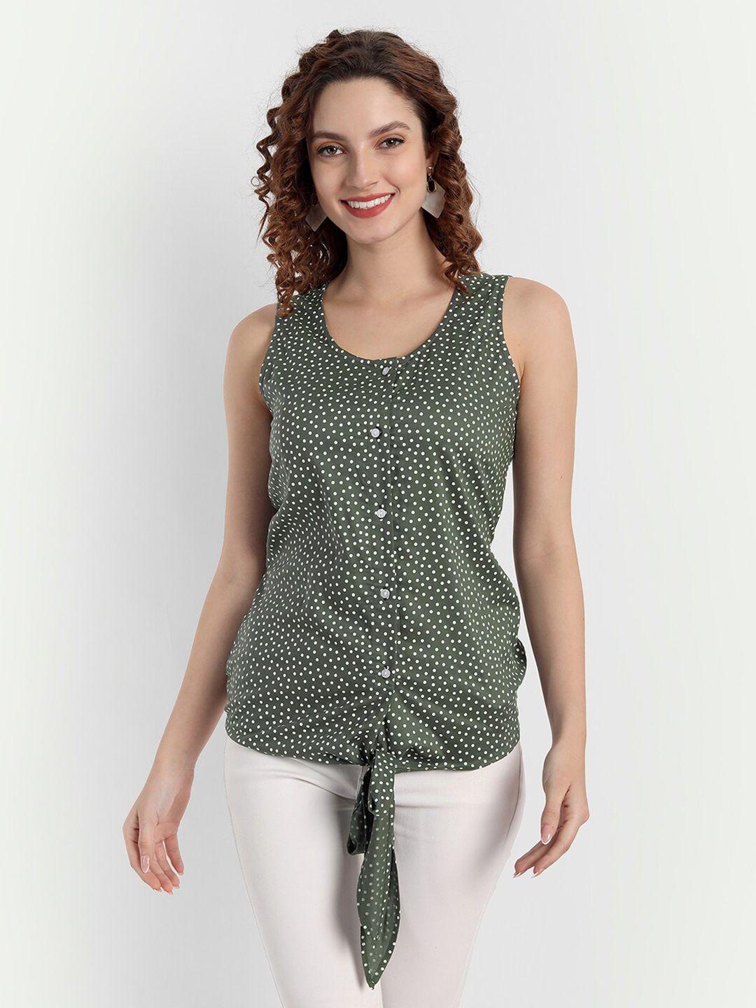parassio clothings women green geometric print shirt style top