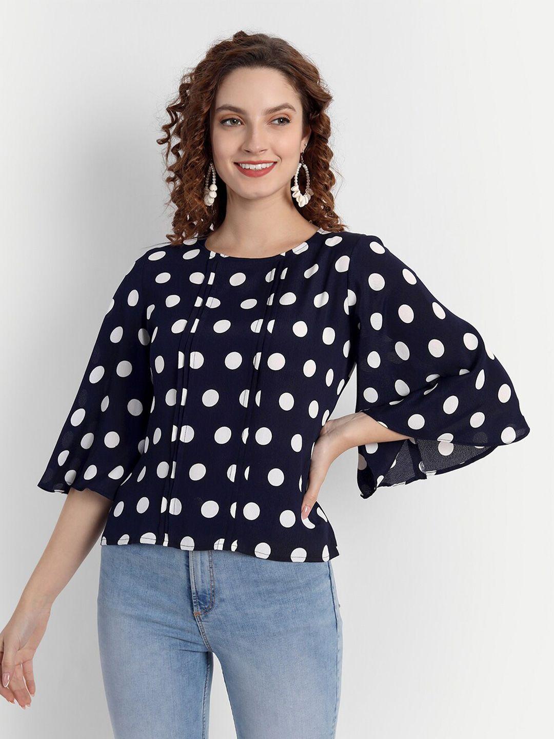 parassio clothings women navy blue print georgette top