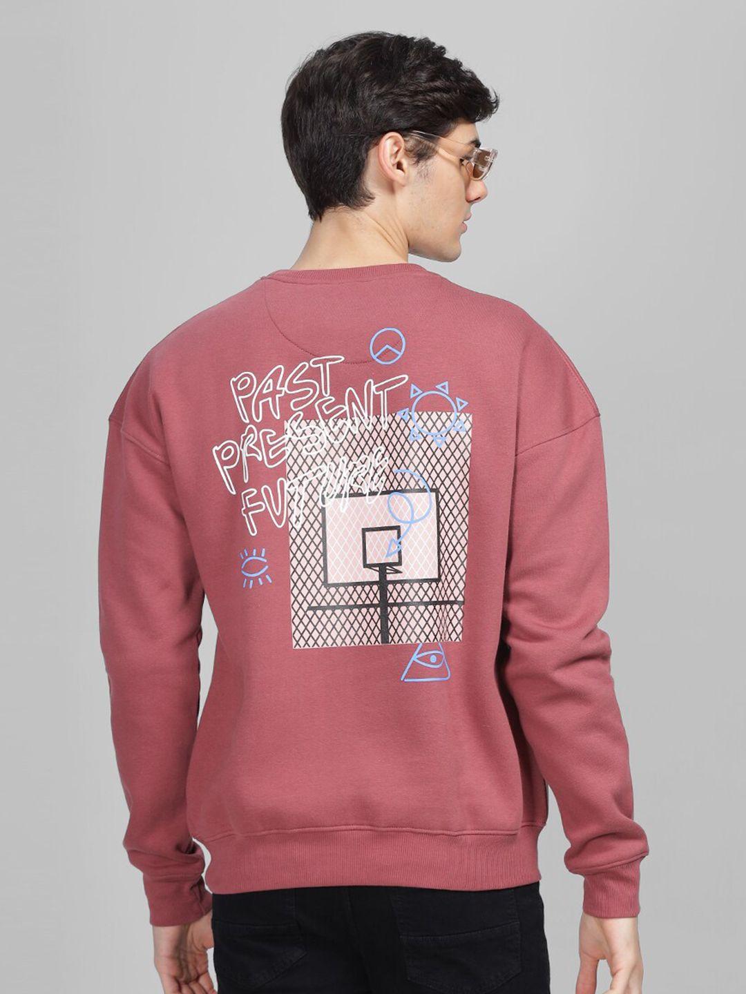 parcel yard typography printed fleece pullover sweatshirt