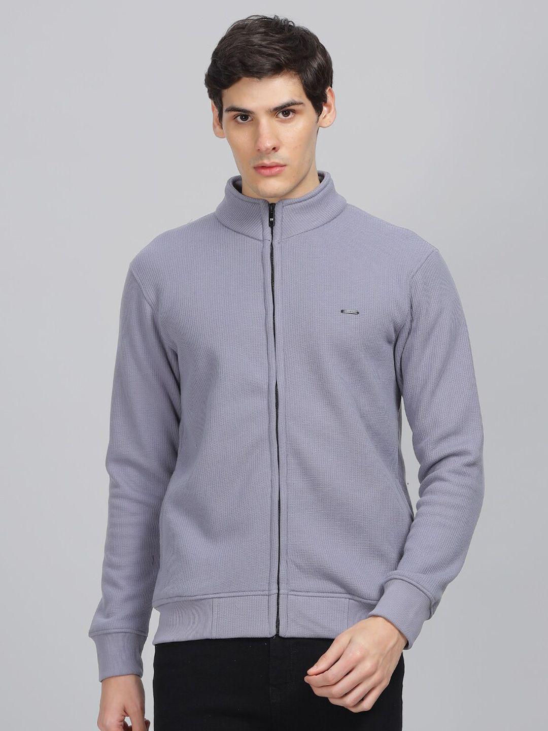 parcel yard fleece mock collar front-open sweatshirt