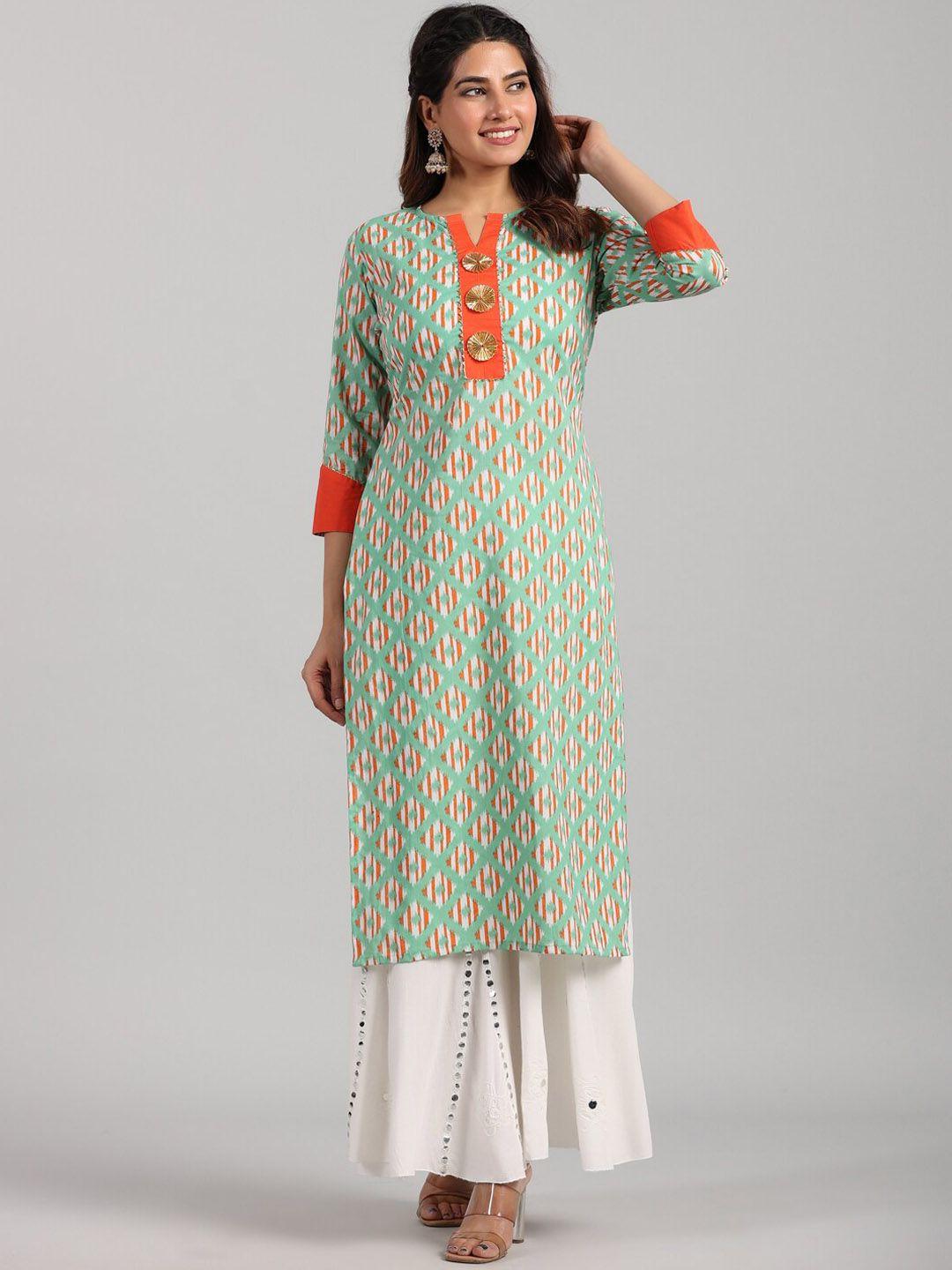 parchhai ethnic motifs printed gotta patti pure cotton kurta