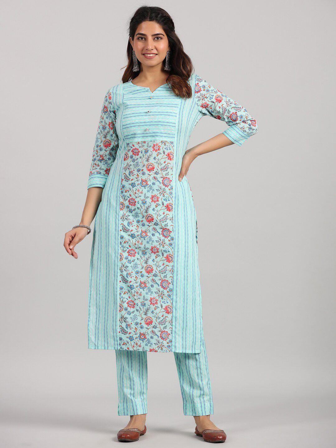 parchhai floral printed pure cotton kurta with trousers