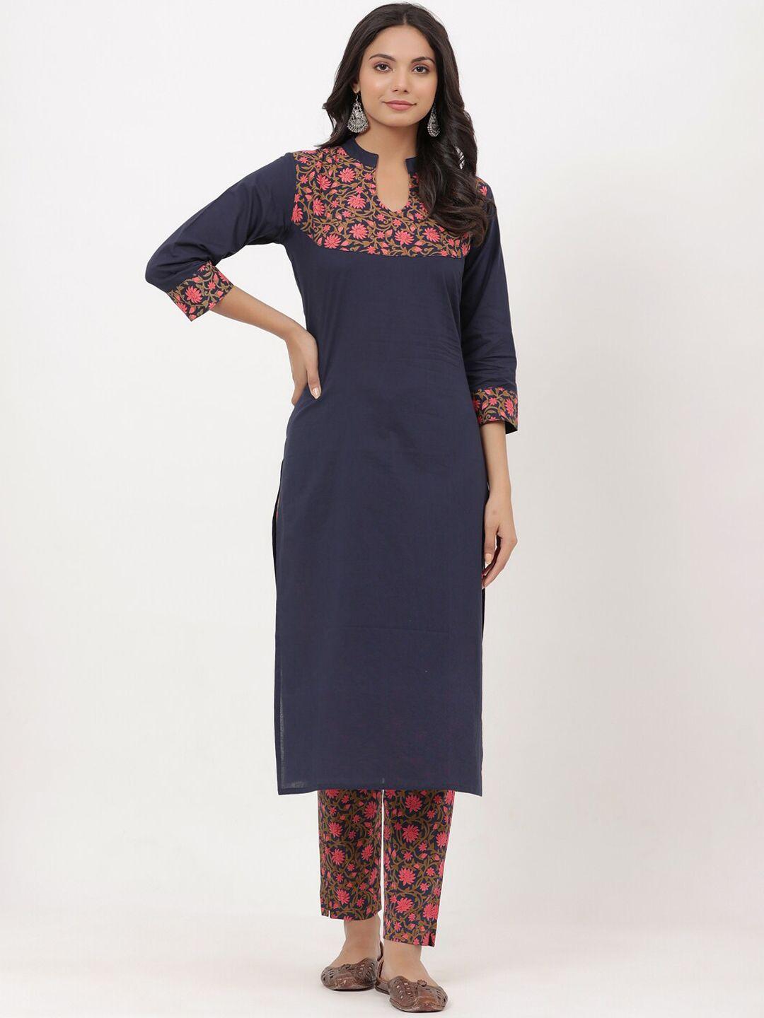 parchhai floral pure cotton kurta with trousers