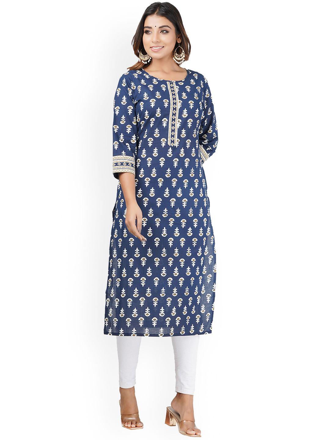 parchhai women blue ethnic motifs printed kurta